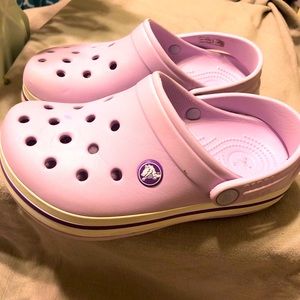 Girls lavender crocs size J2